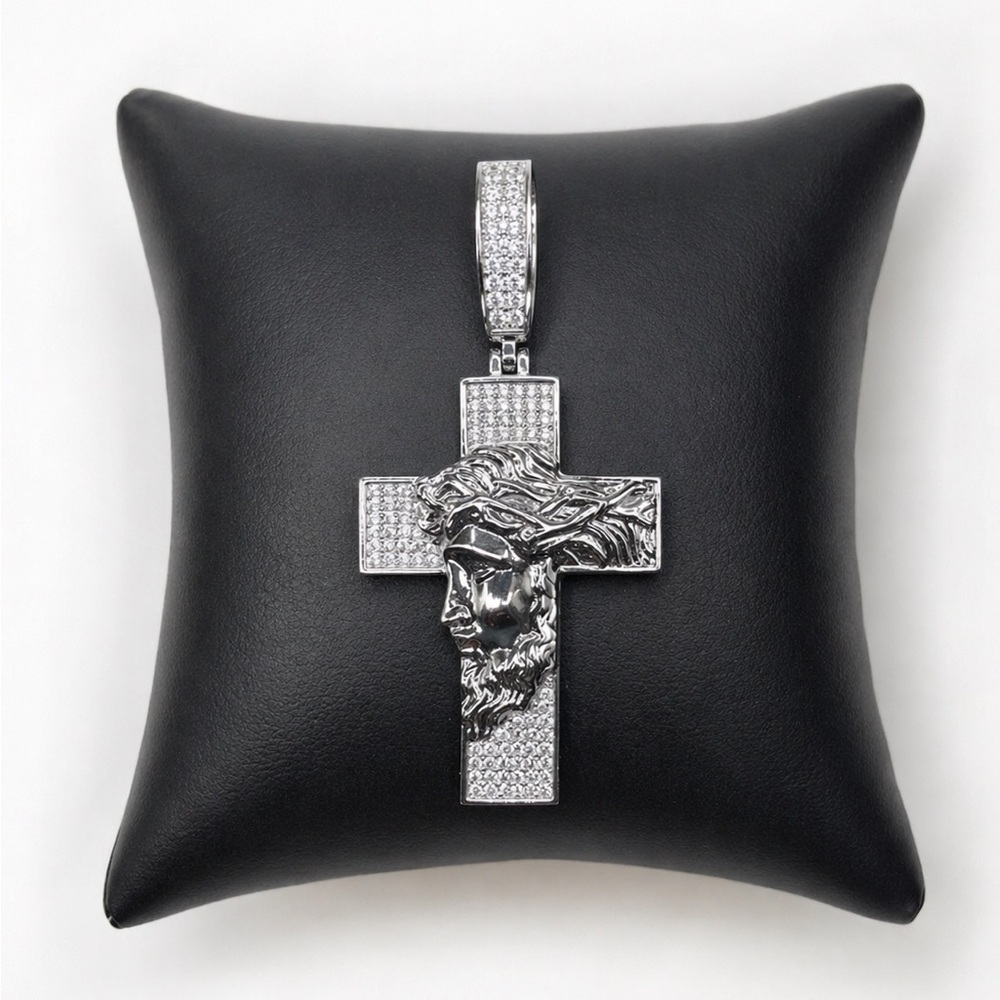 925 Sterling Silver 2.20CT MOISSANITE Jesus Cross Men’s Pendant